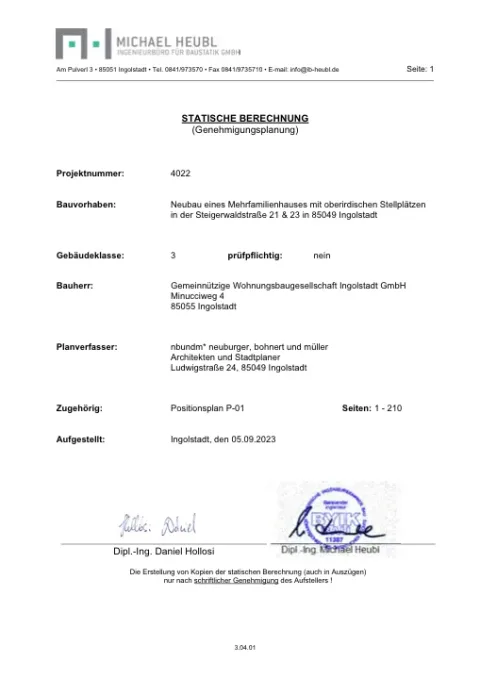 Vorschau: Genehmigungsstatik